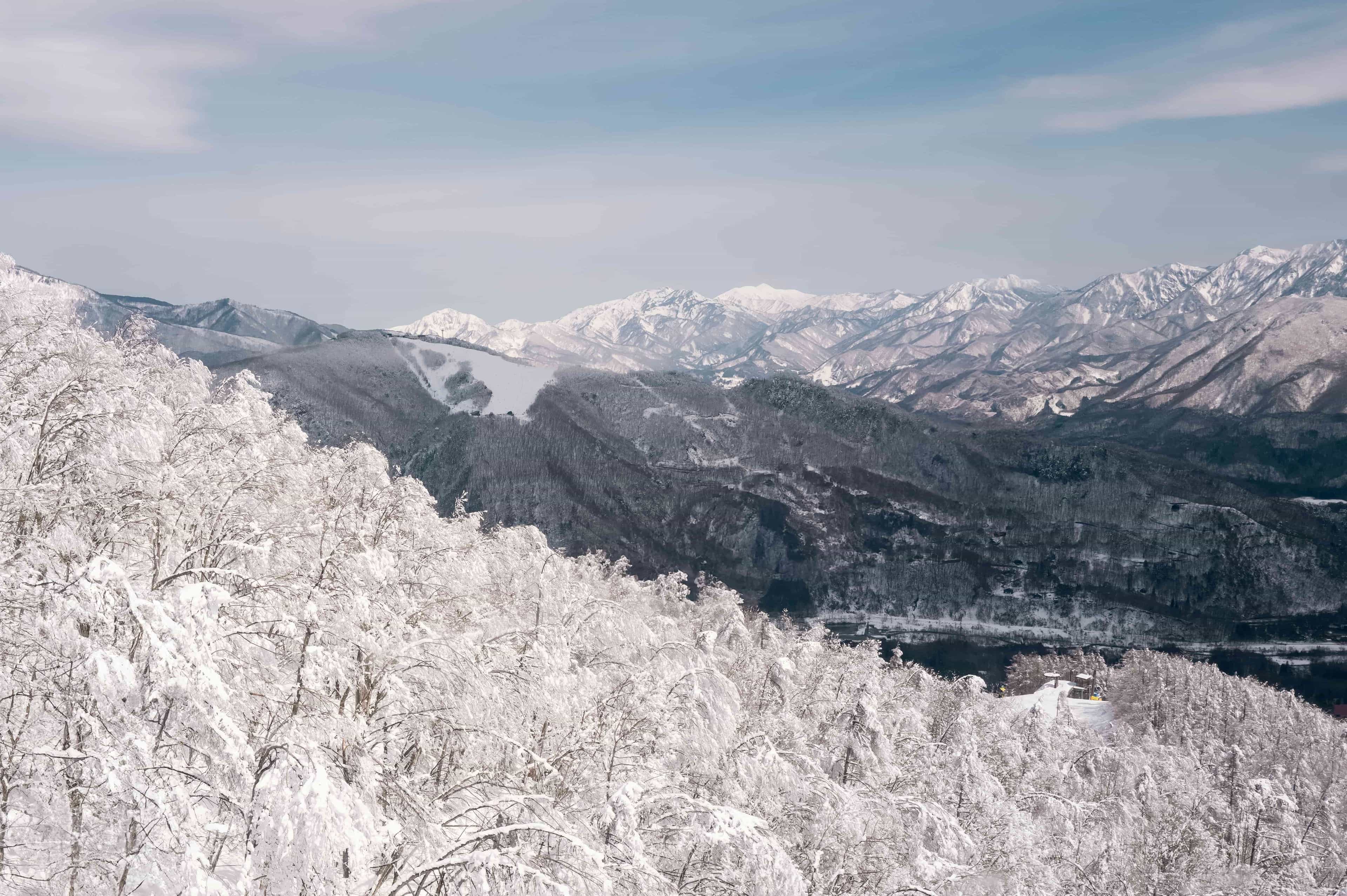a snowy alpine expanse in Japan