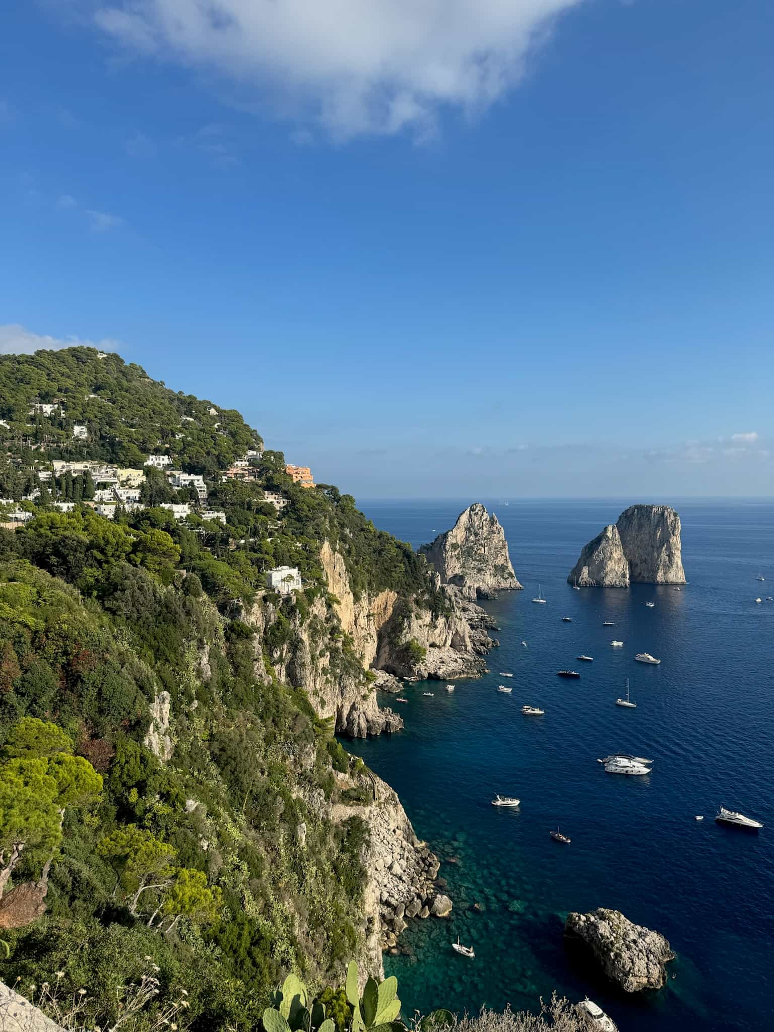 Beautiful view of the Amalfi coastline on a sunny day