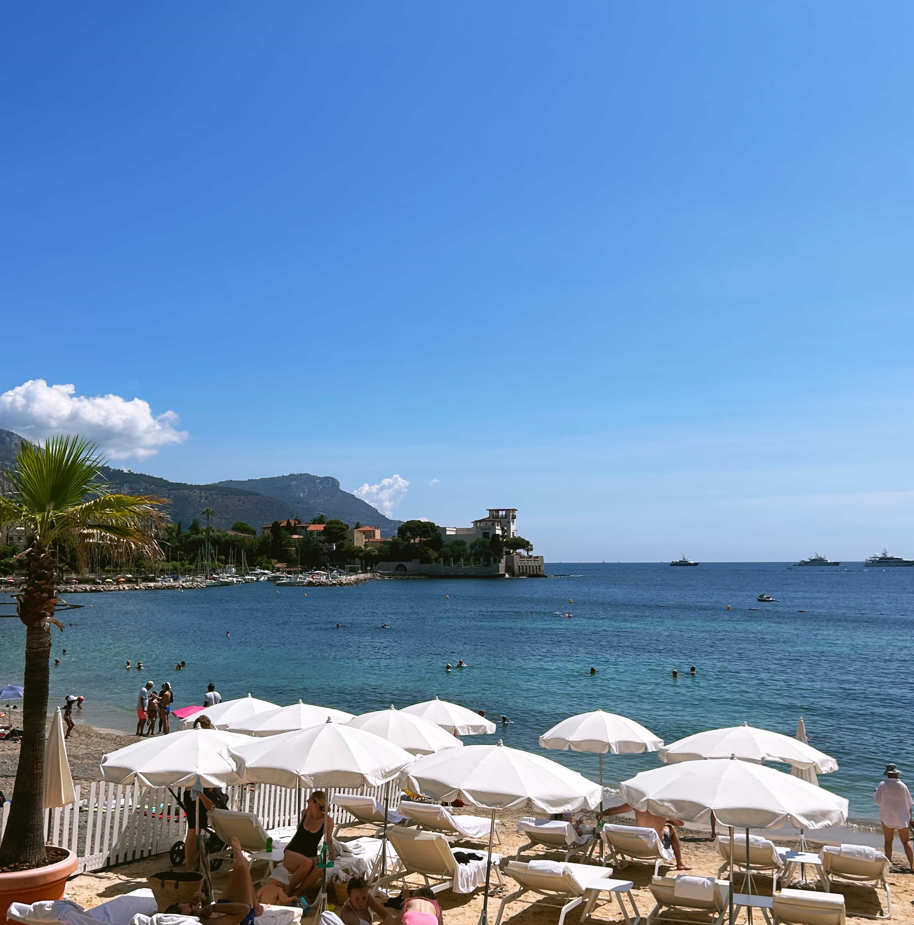 Sun beds by the beach.