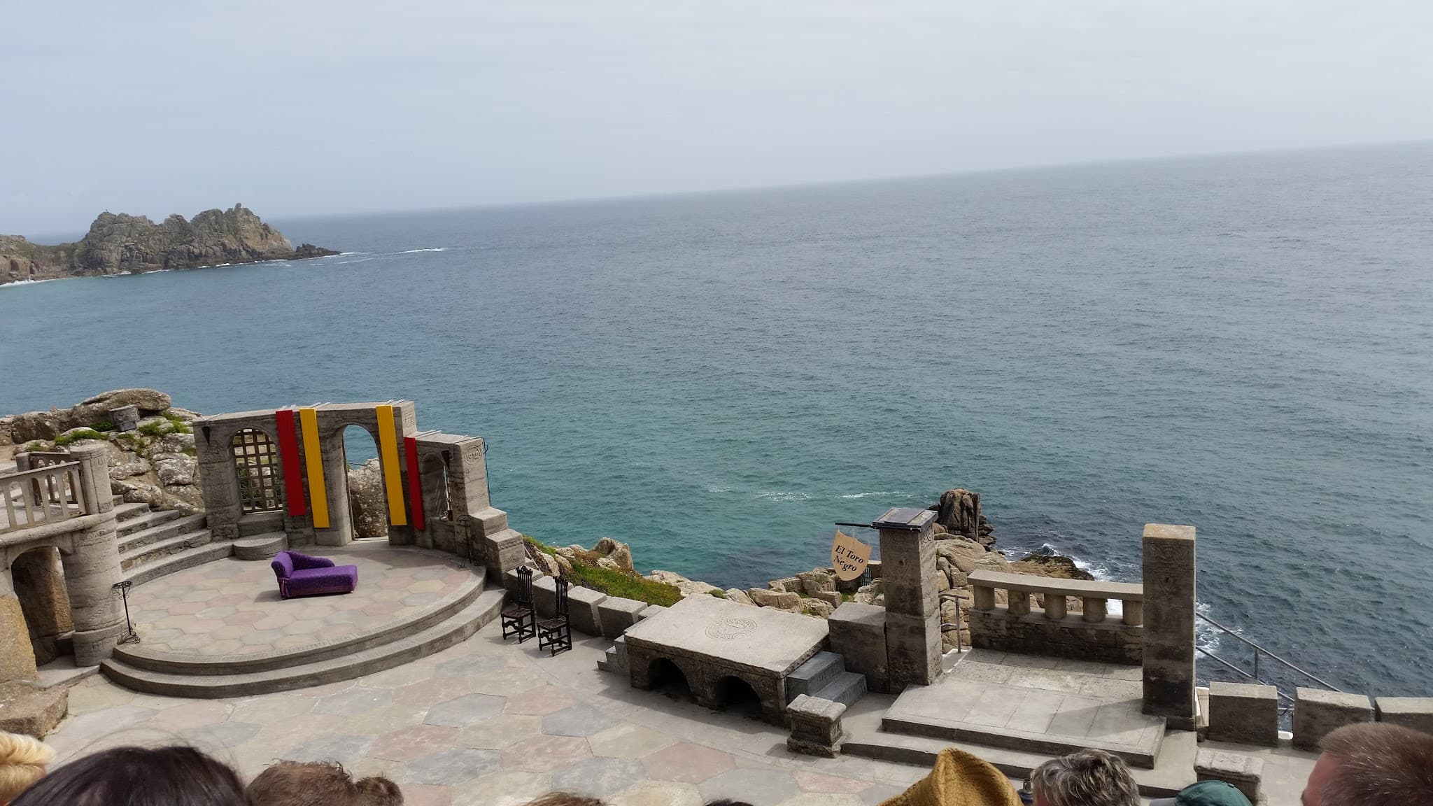 Overhead view of the seaside Minack Theatre on a sunny day