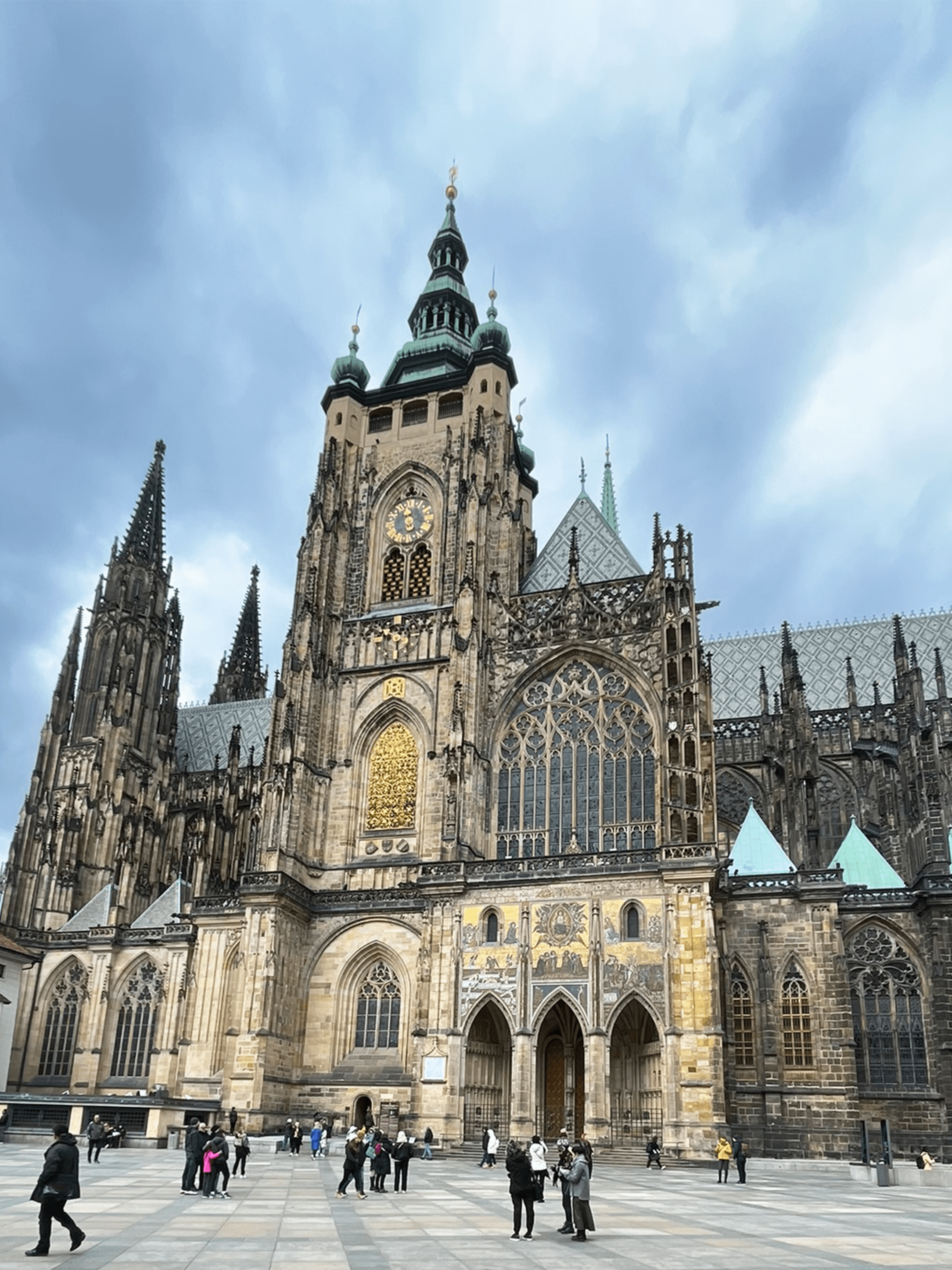 View of a beautiful cathedral on a cloudy day