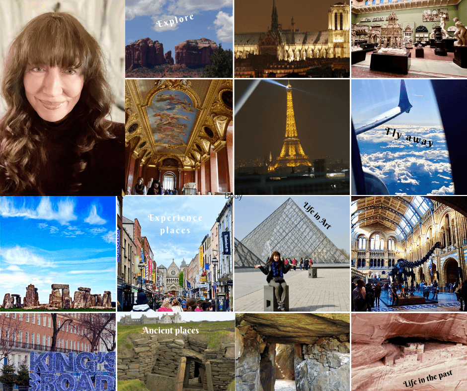 A photo collage of Shery and her travels