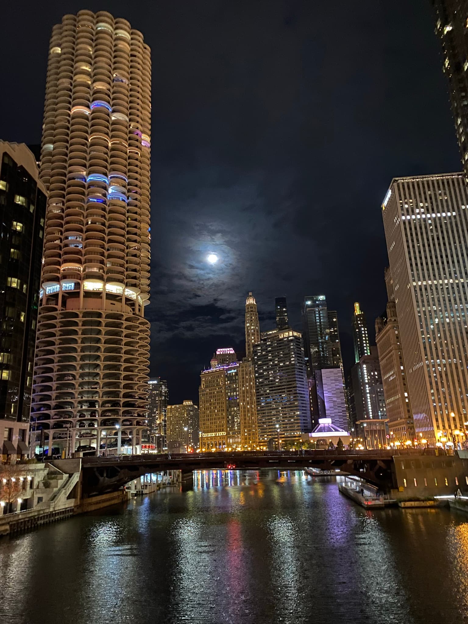 High buildings at night