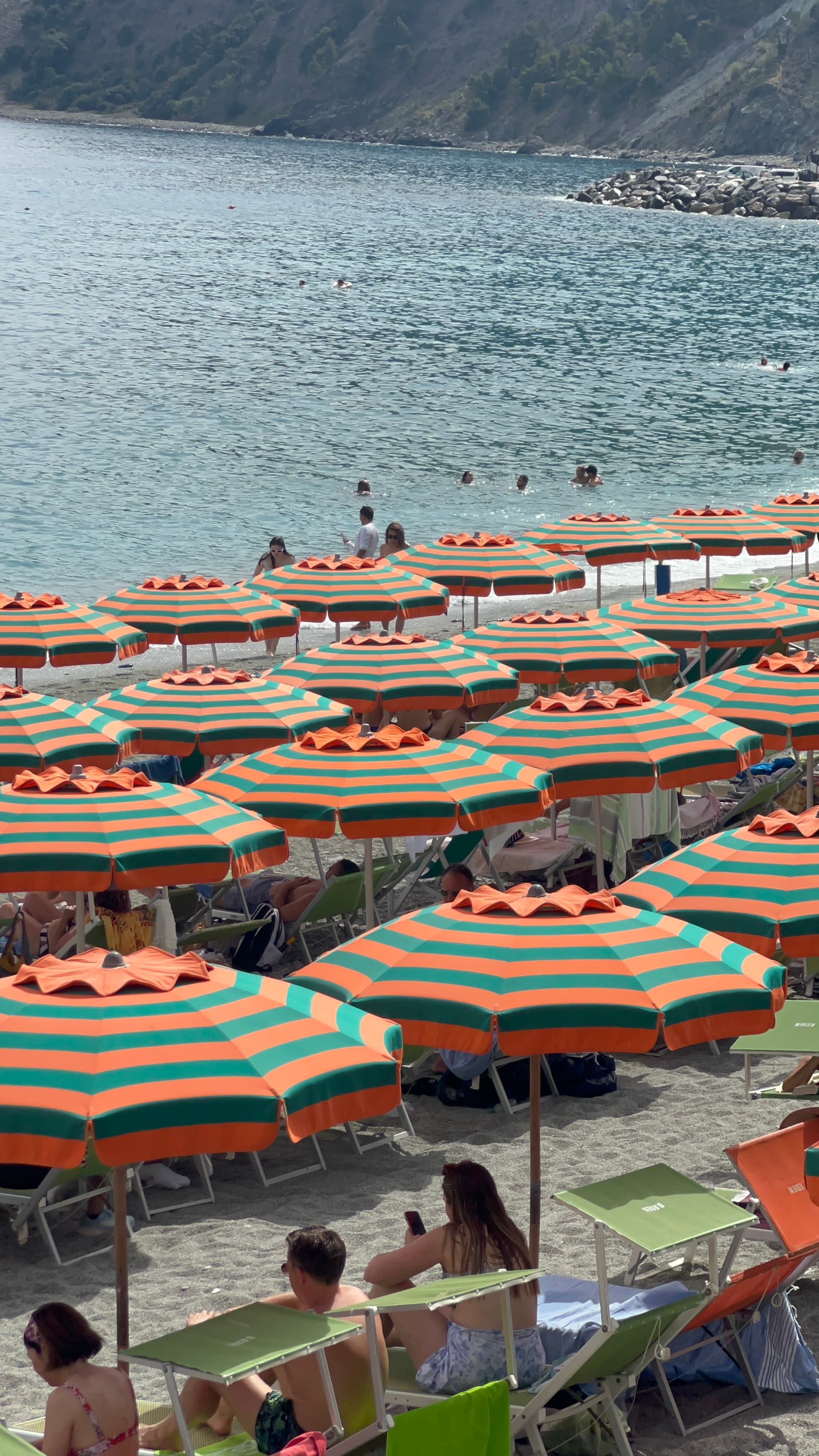 Colorful umbrella view on the beach