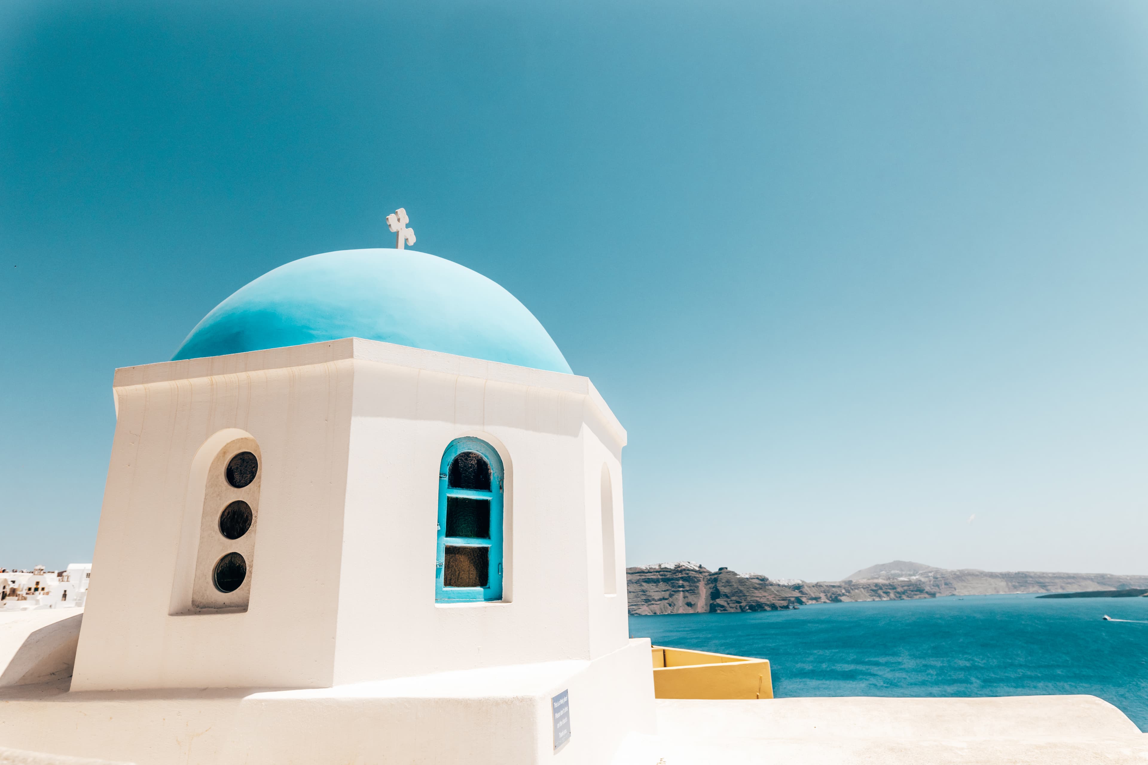 View of a sea and a small building beside