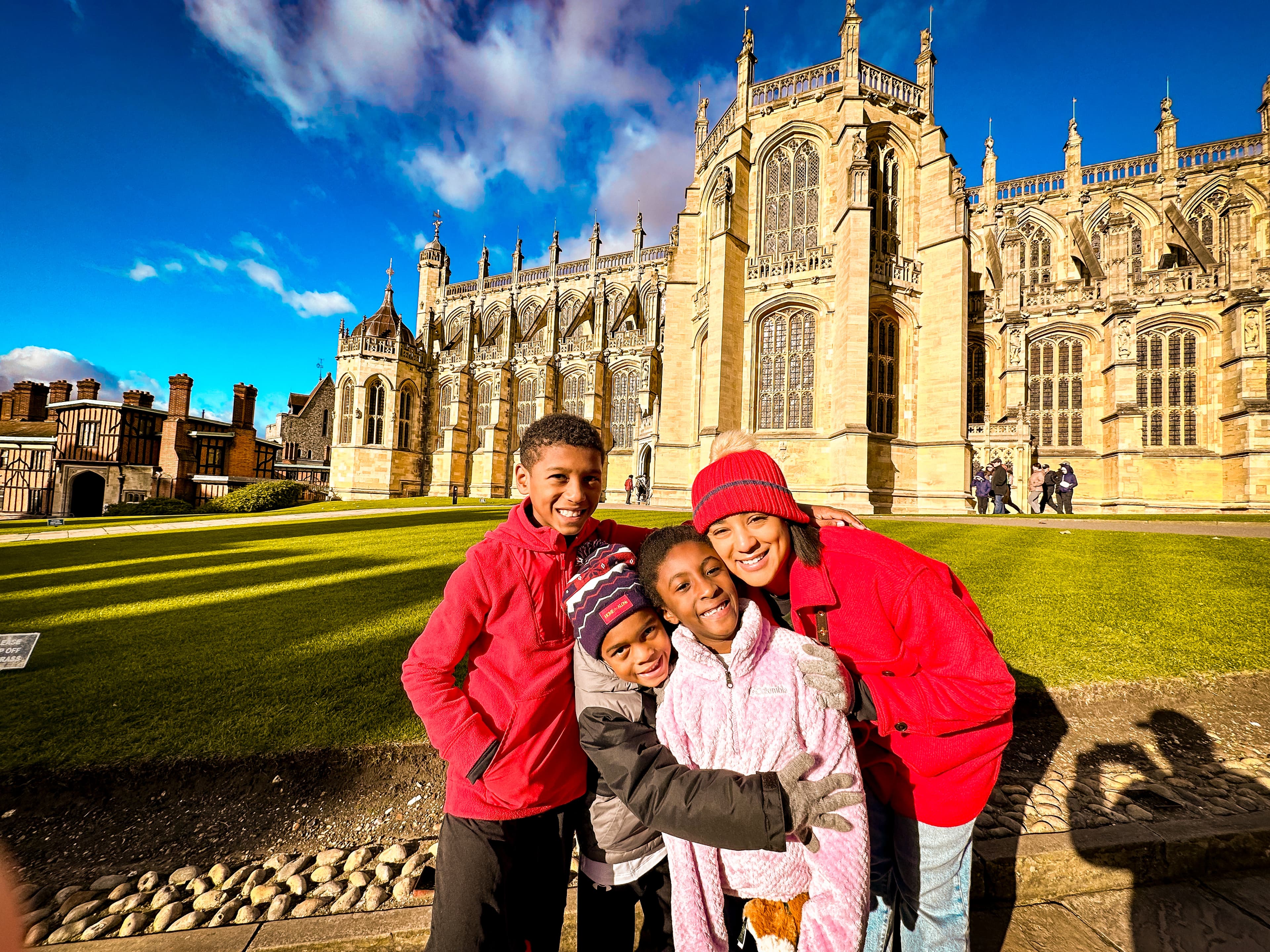 Posing for a picture at St George's Chapel