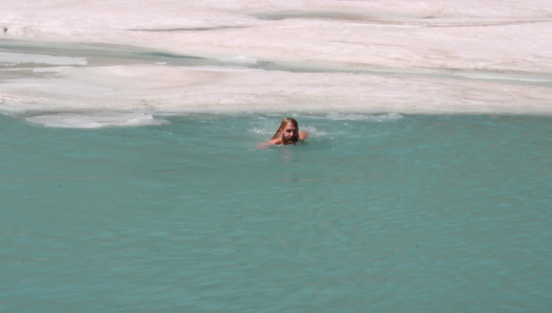 A waterfall in the mountains