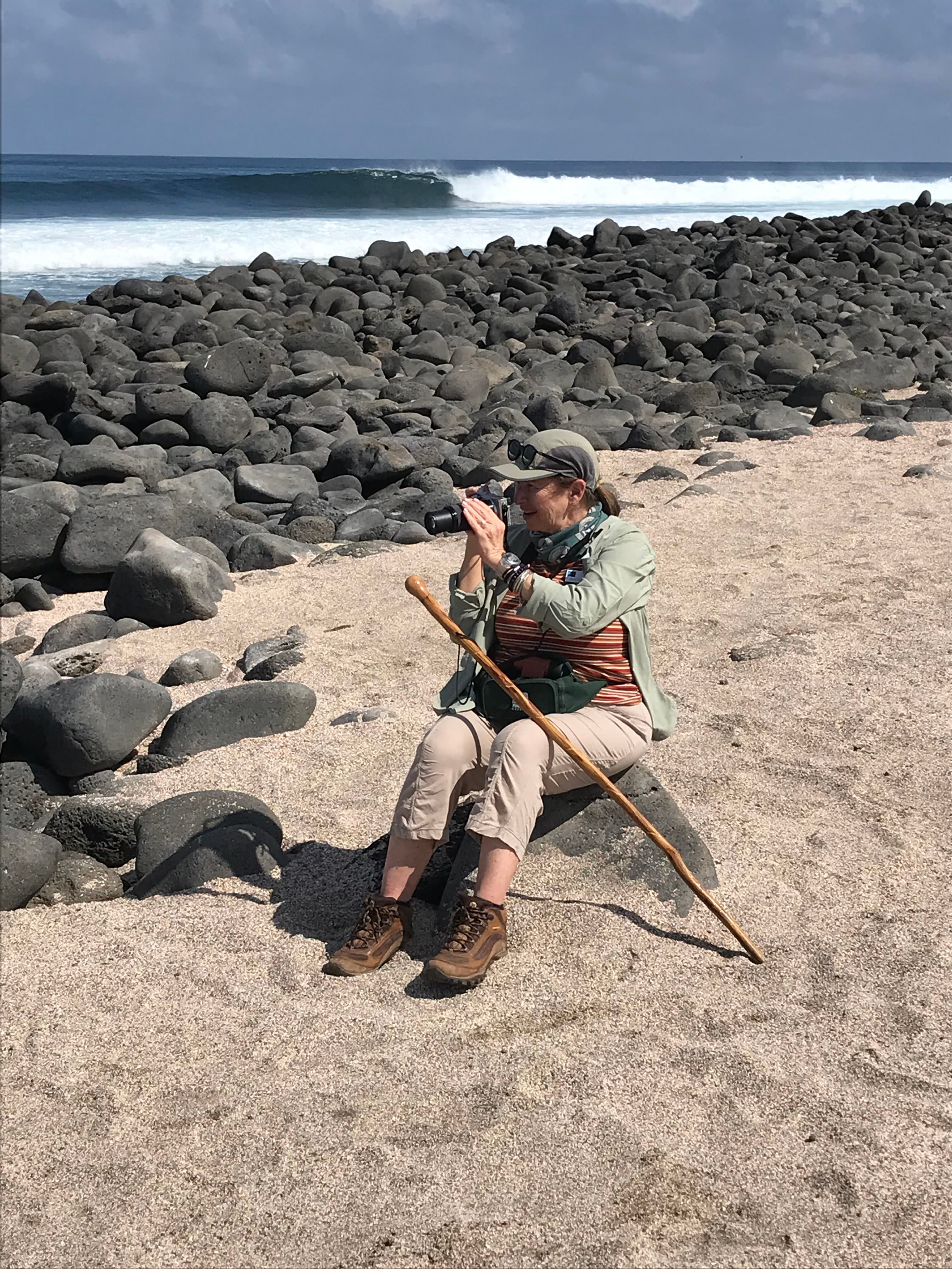 Picture of Jane Herman alongside the sea wearing green shirt