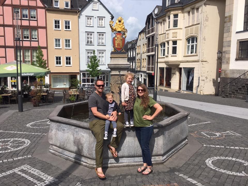 Travel advisor posing with family