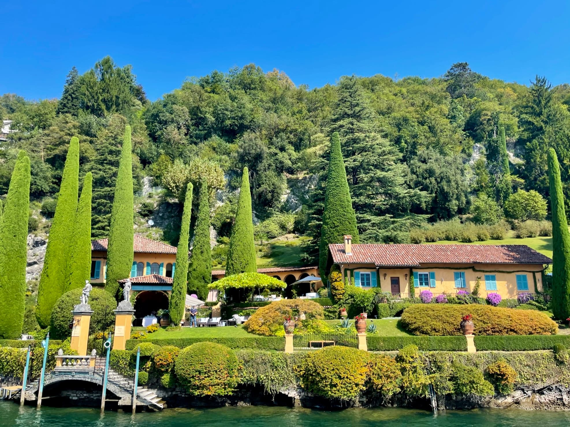 A green place with cute buildings.