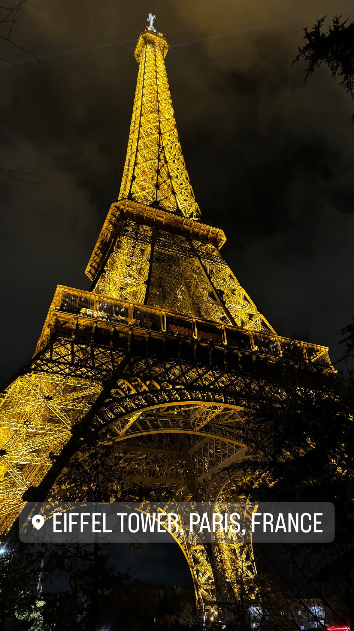 A beautiful view of Eiffle tower at night light