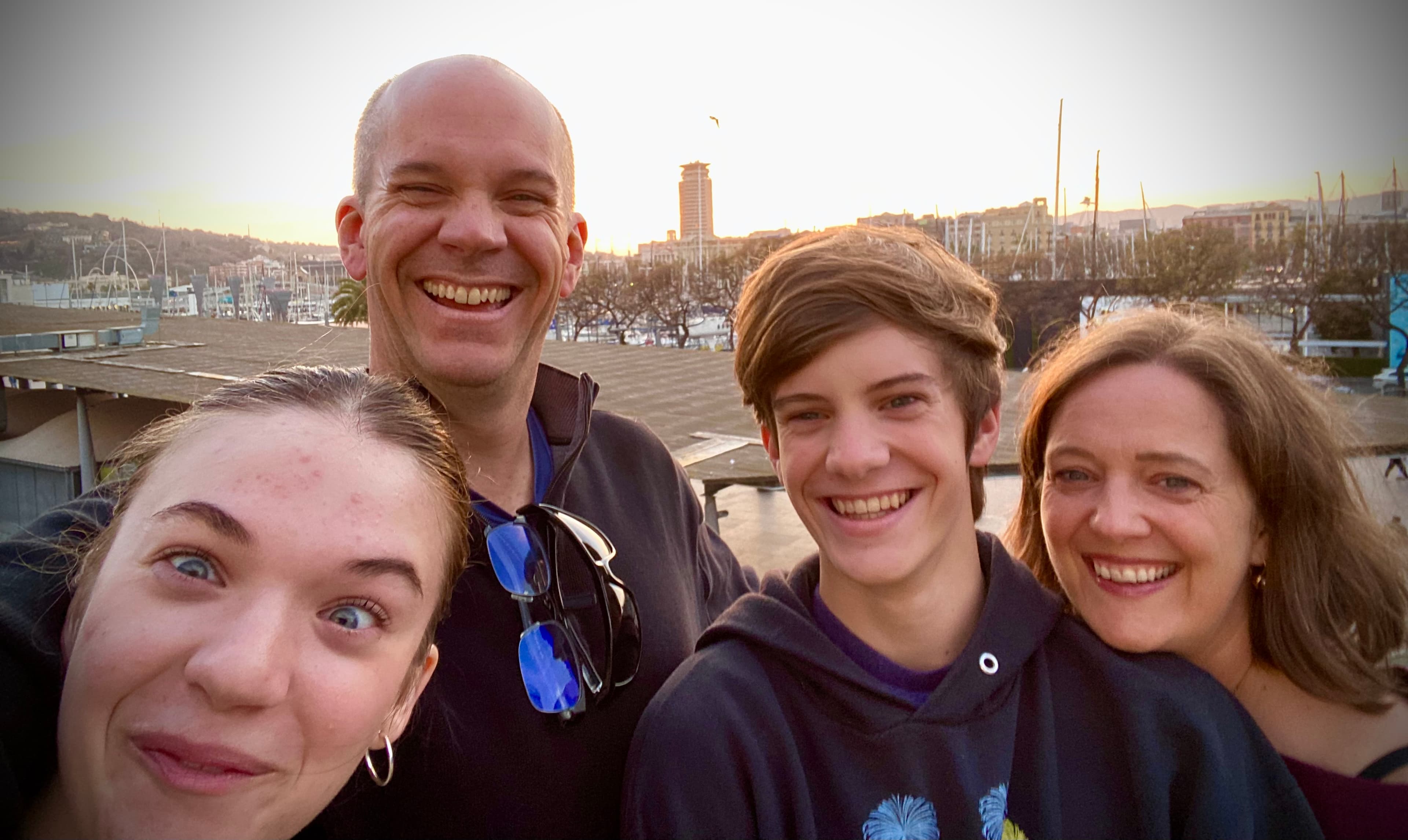 Travel advisor posing with family