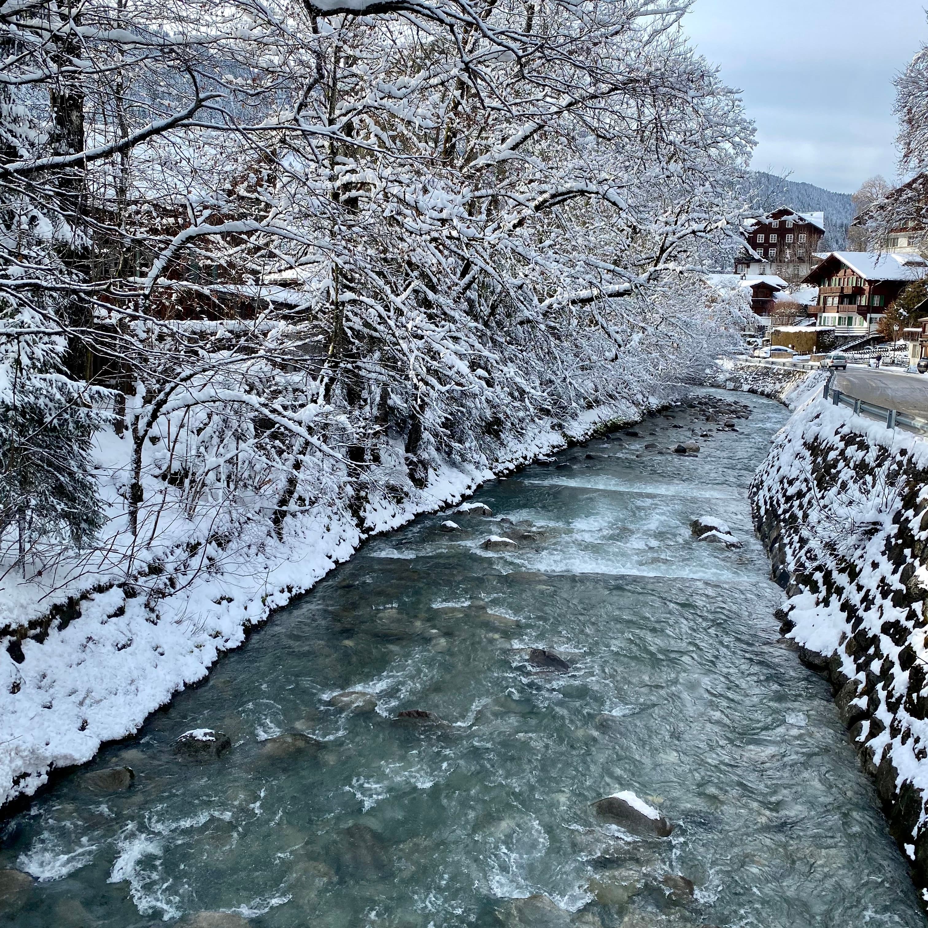 View of a canal in a snowy region