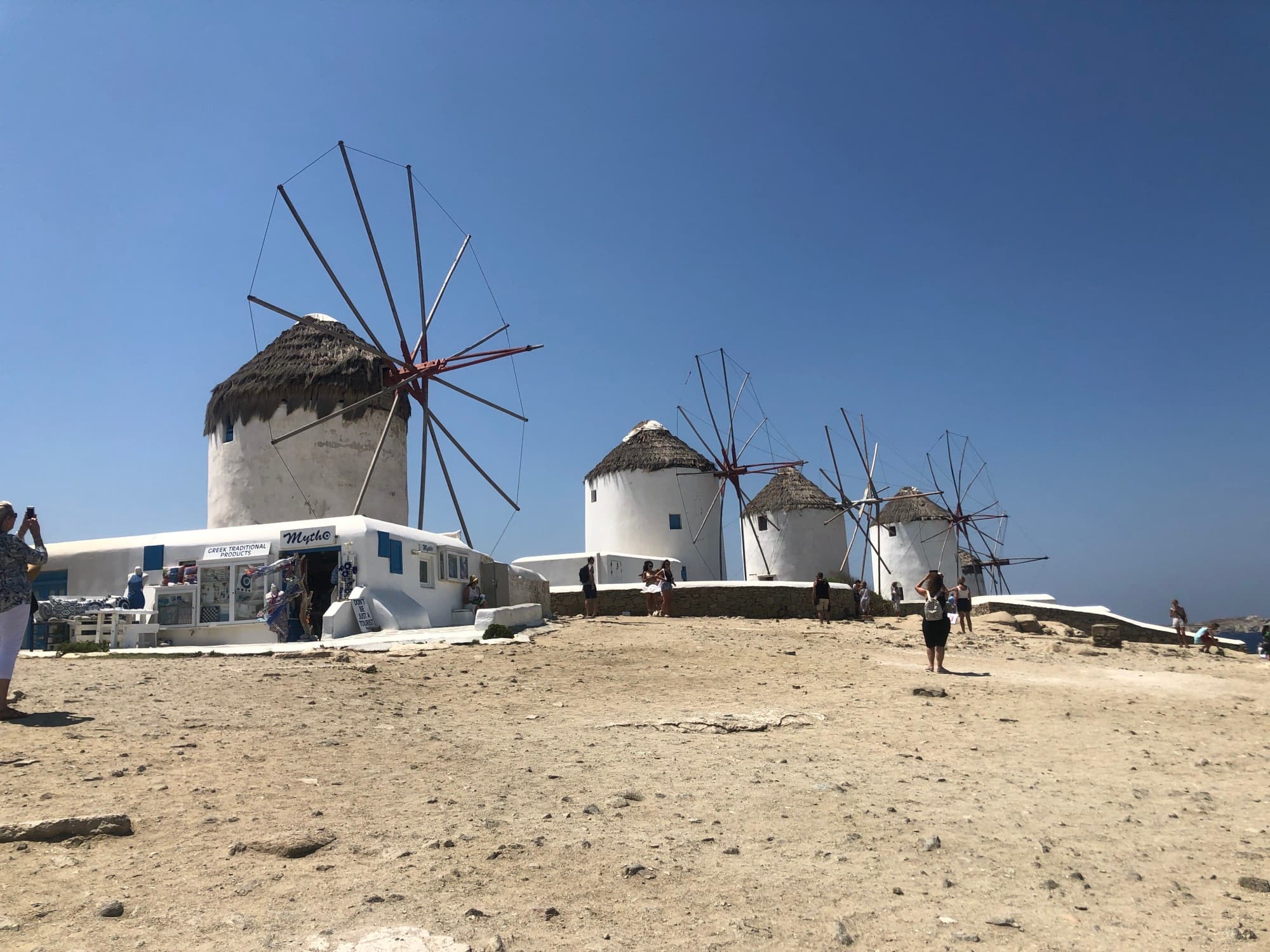 old fashion windmill huts in a desert