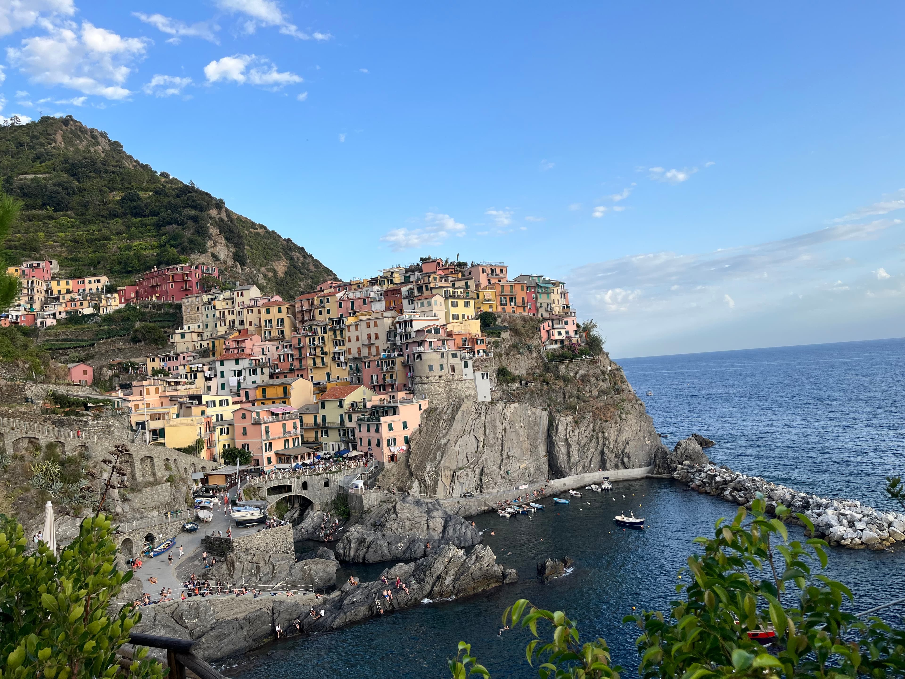 Beautiful view of city of Italy along the sea