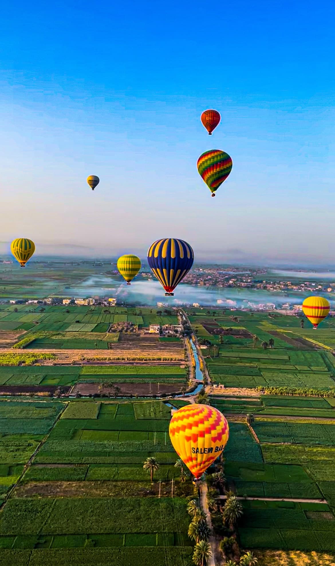 View of hot air balloons in the air
