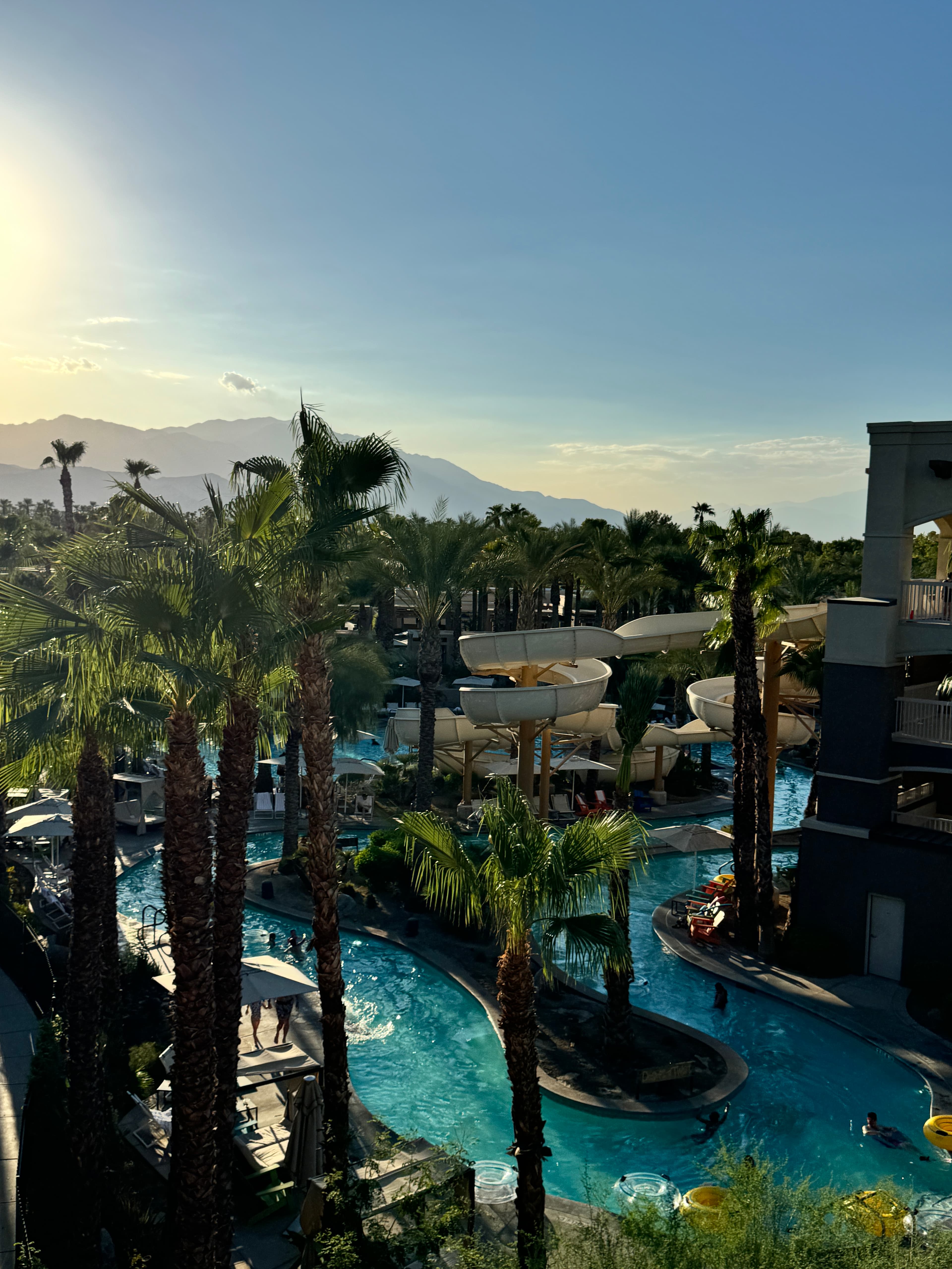 Grand Hyatt Indian Wells' waterpark has slides that the whole family can enjoy.