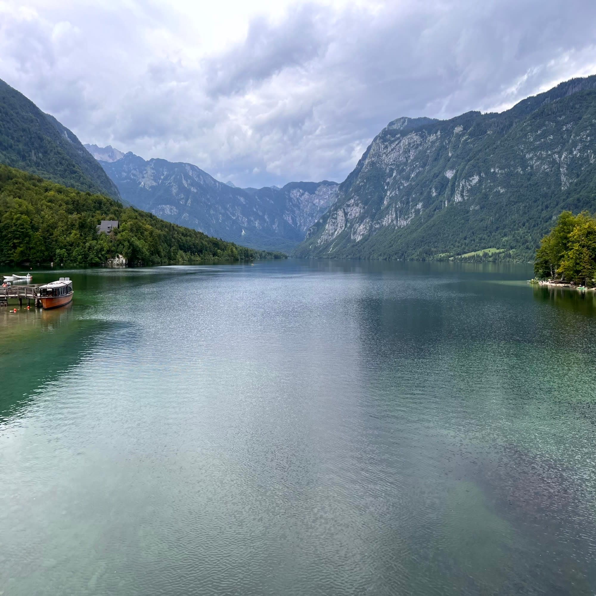An aerial view of the Lake Bohin during the daytime.