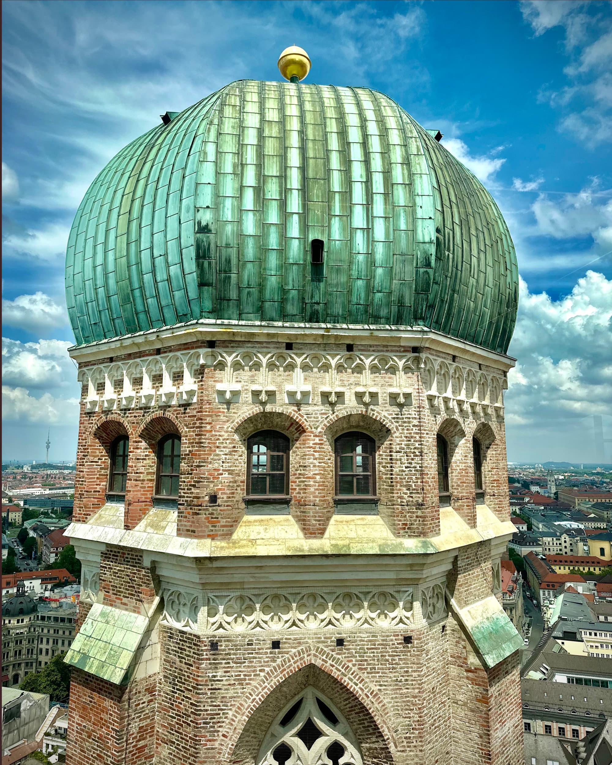 An historic domed building in the heart of Munich on a sunny day.