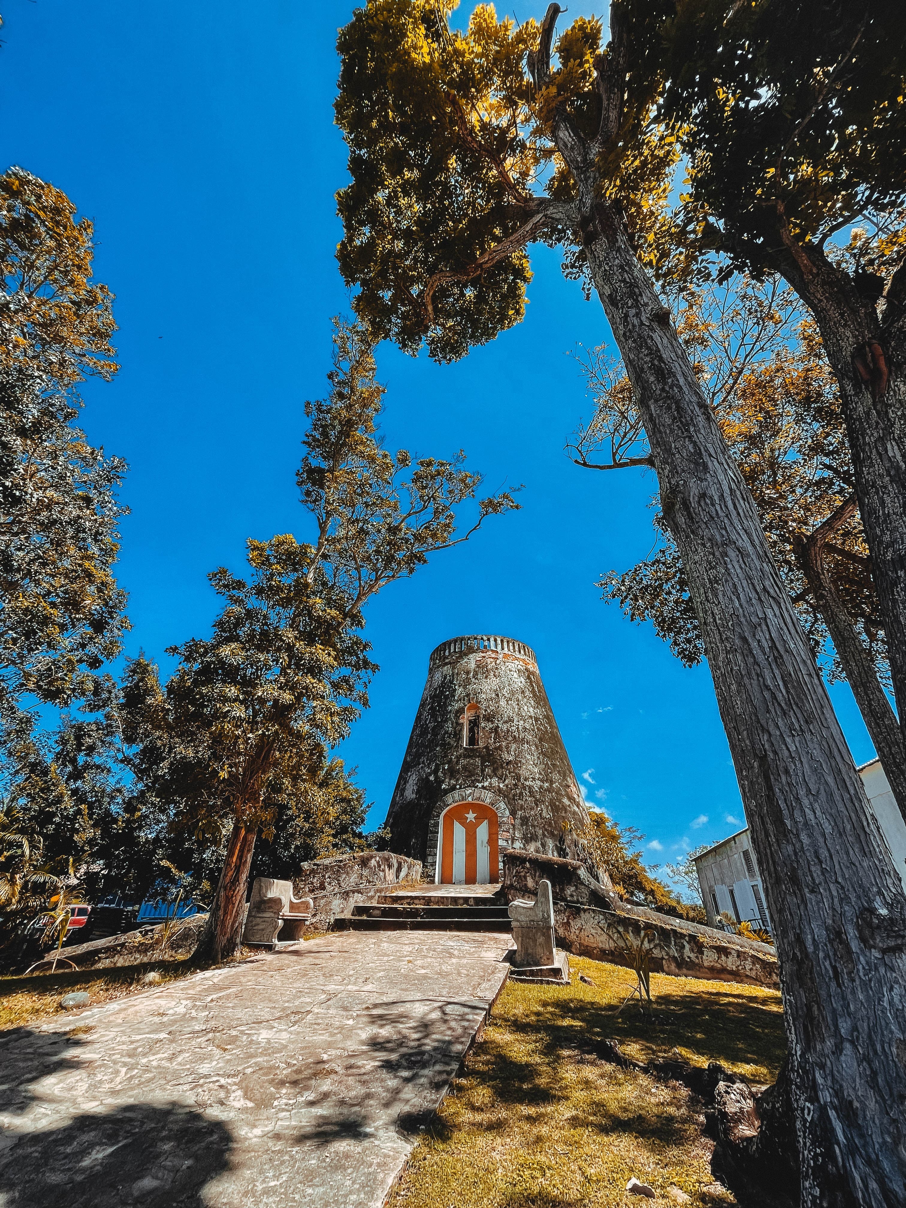 a stone building with a tower