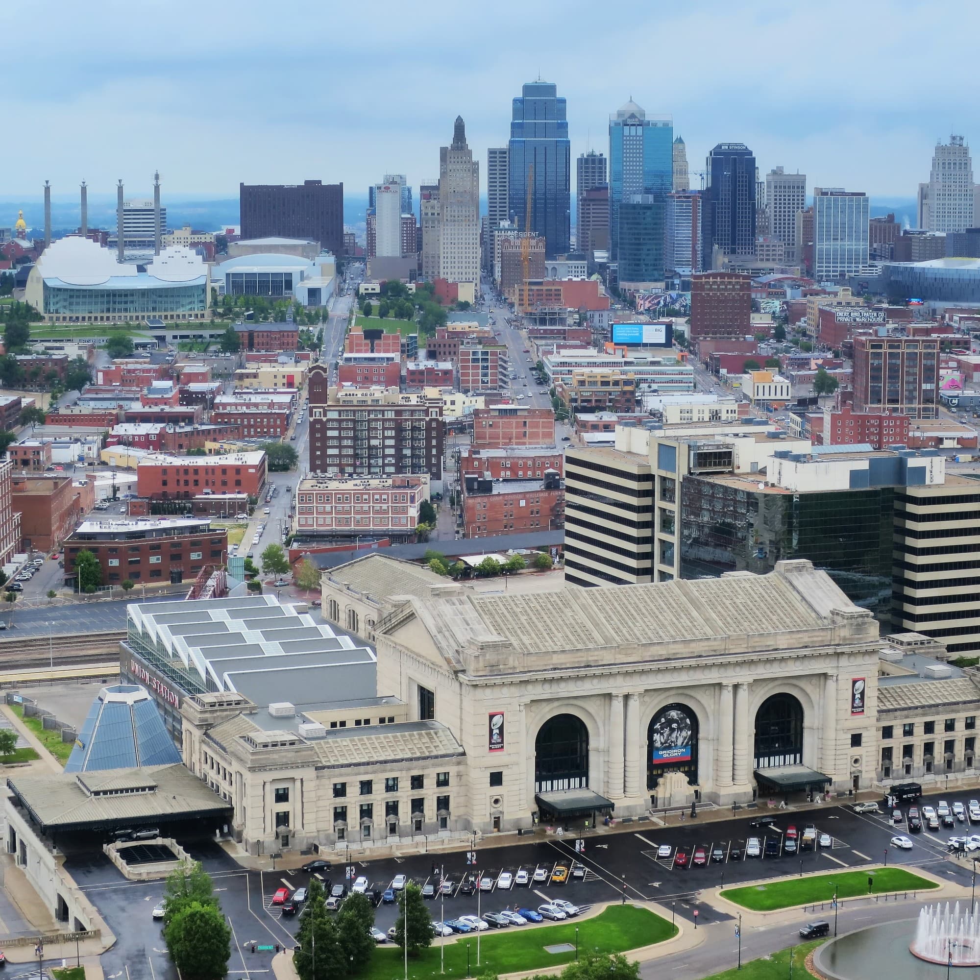 Aerial view of city with buildings,