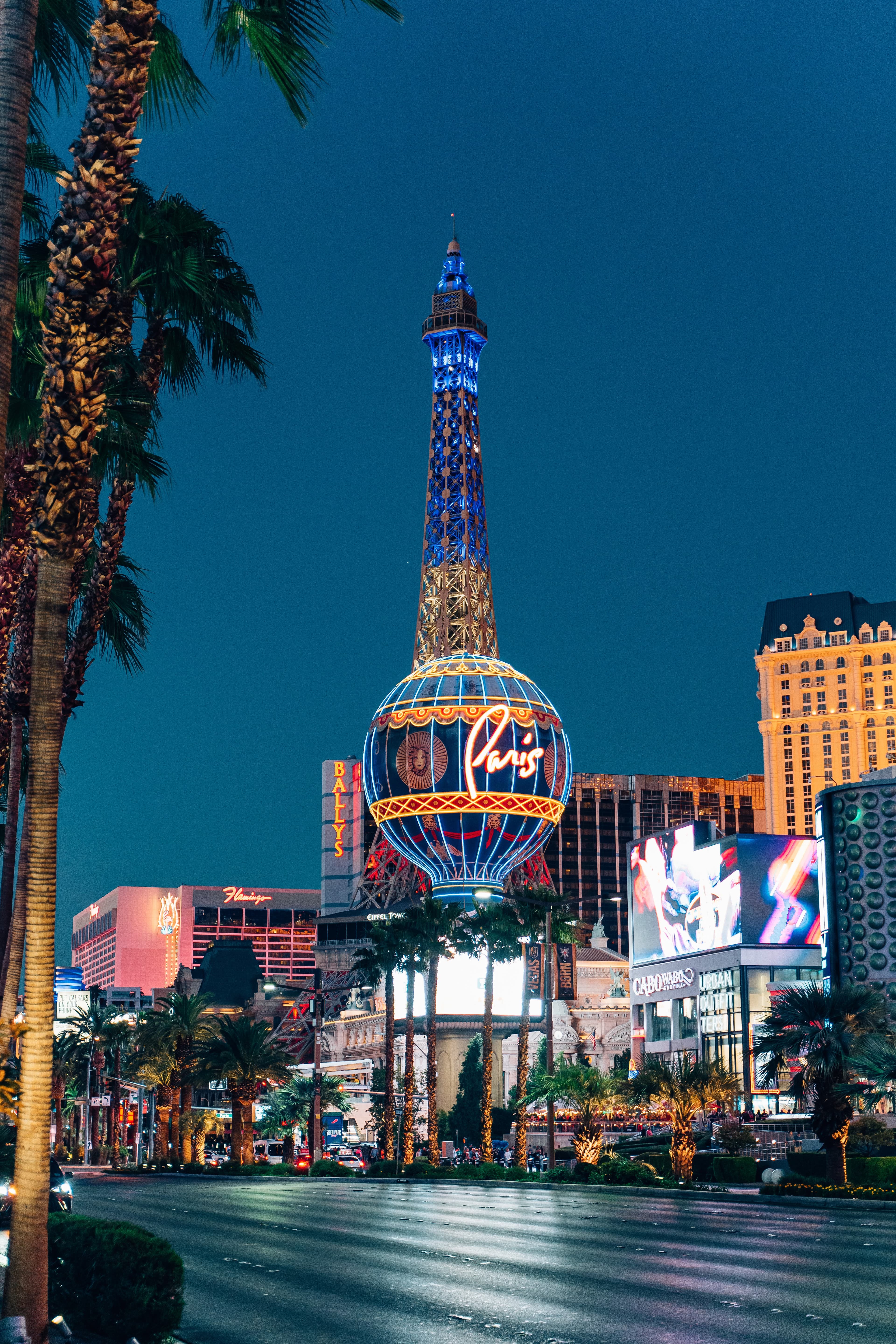 Street and tall buildings with bright lights during dusk