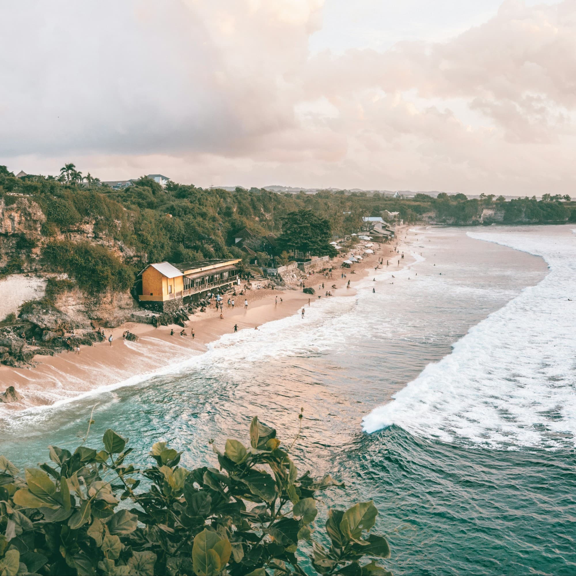 Aerial view of a beach.
