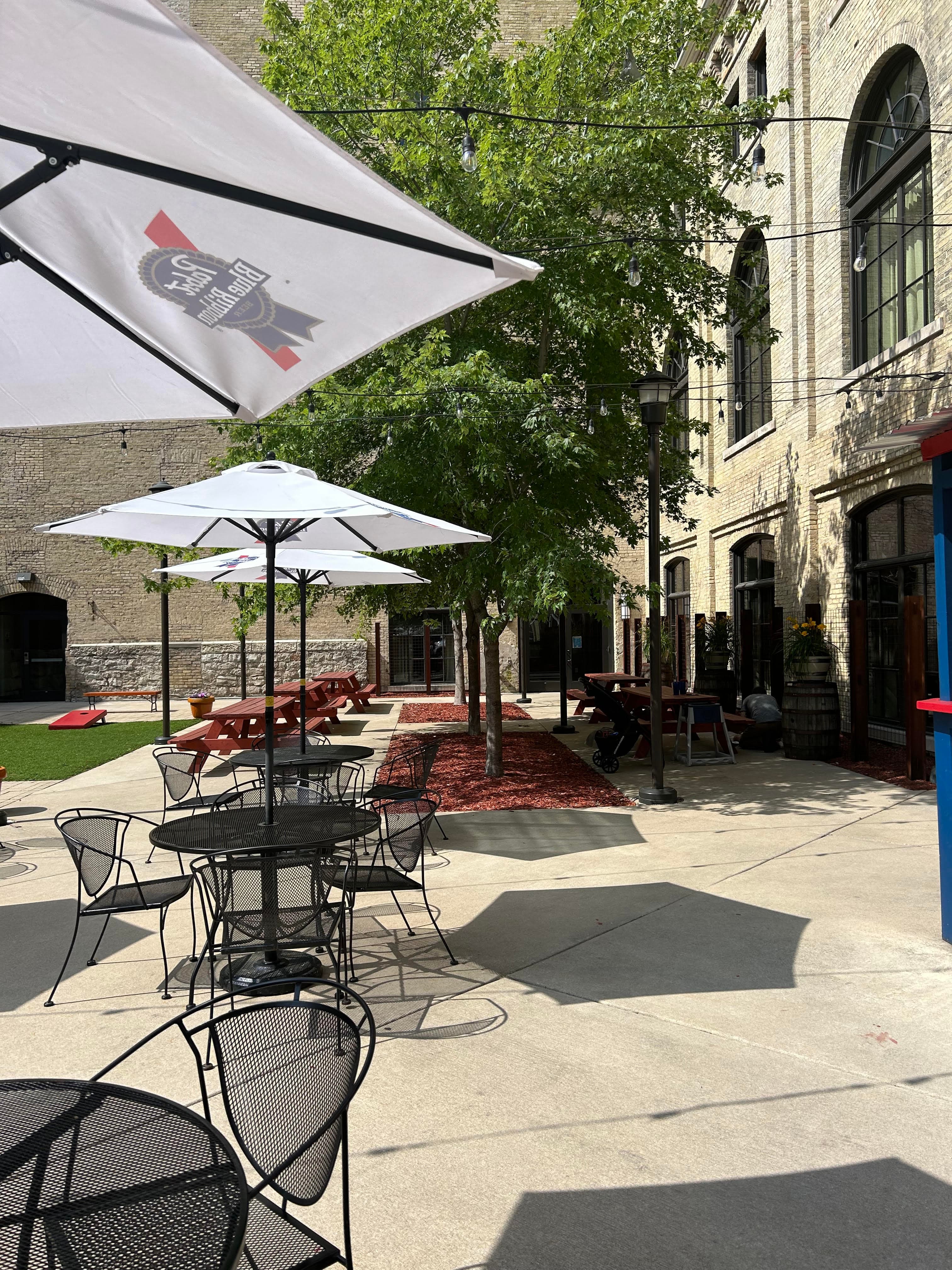 Door of a bedroom suite with beer-inspired details.
