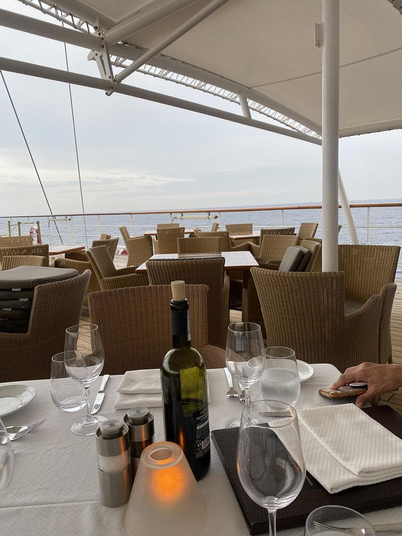wine with a view on ship