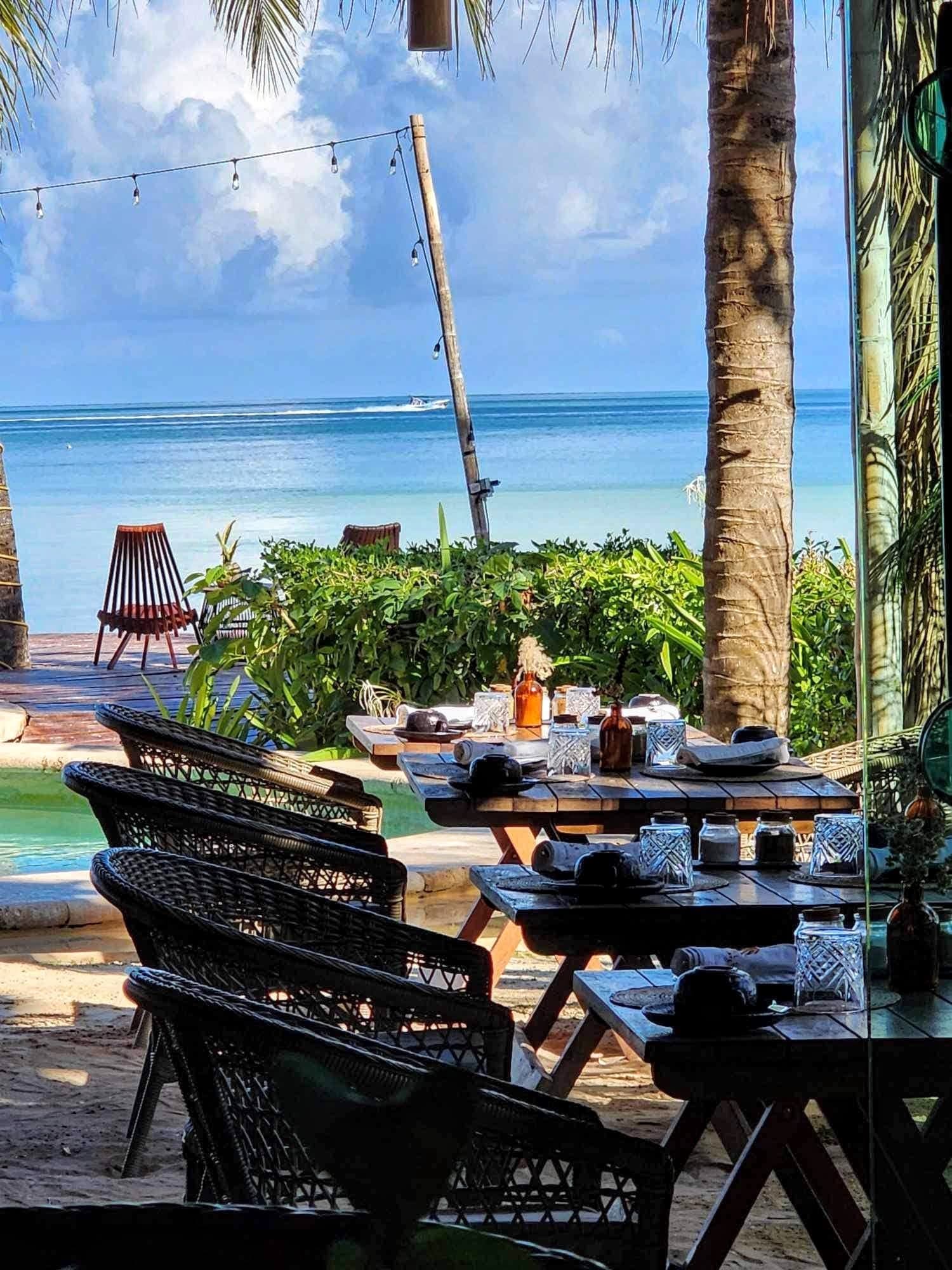 Seaside restaurant sitting area