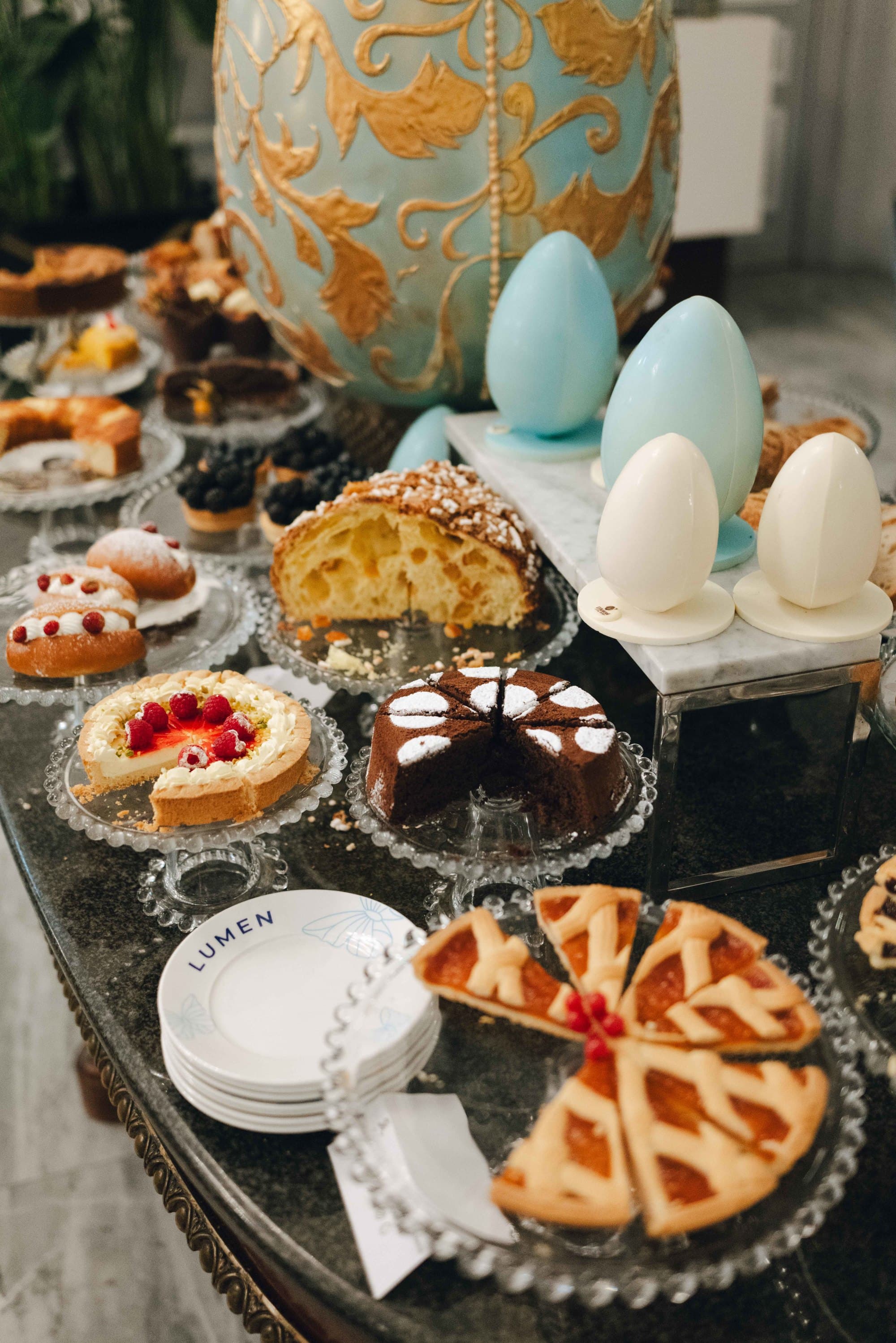 A variety of food laid out on a table