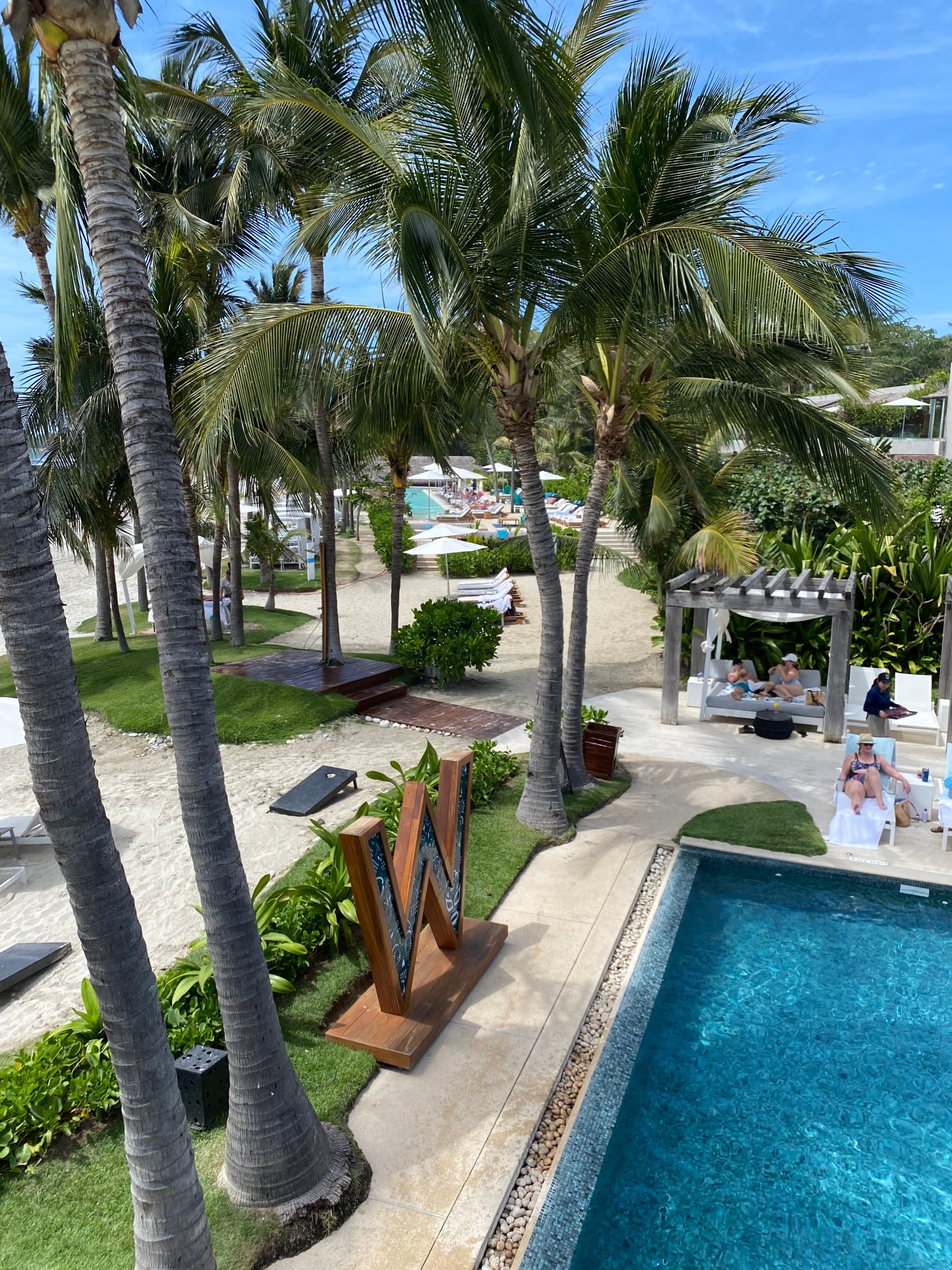 A view of a pool area from above