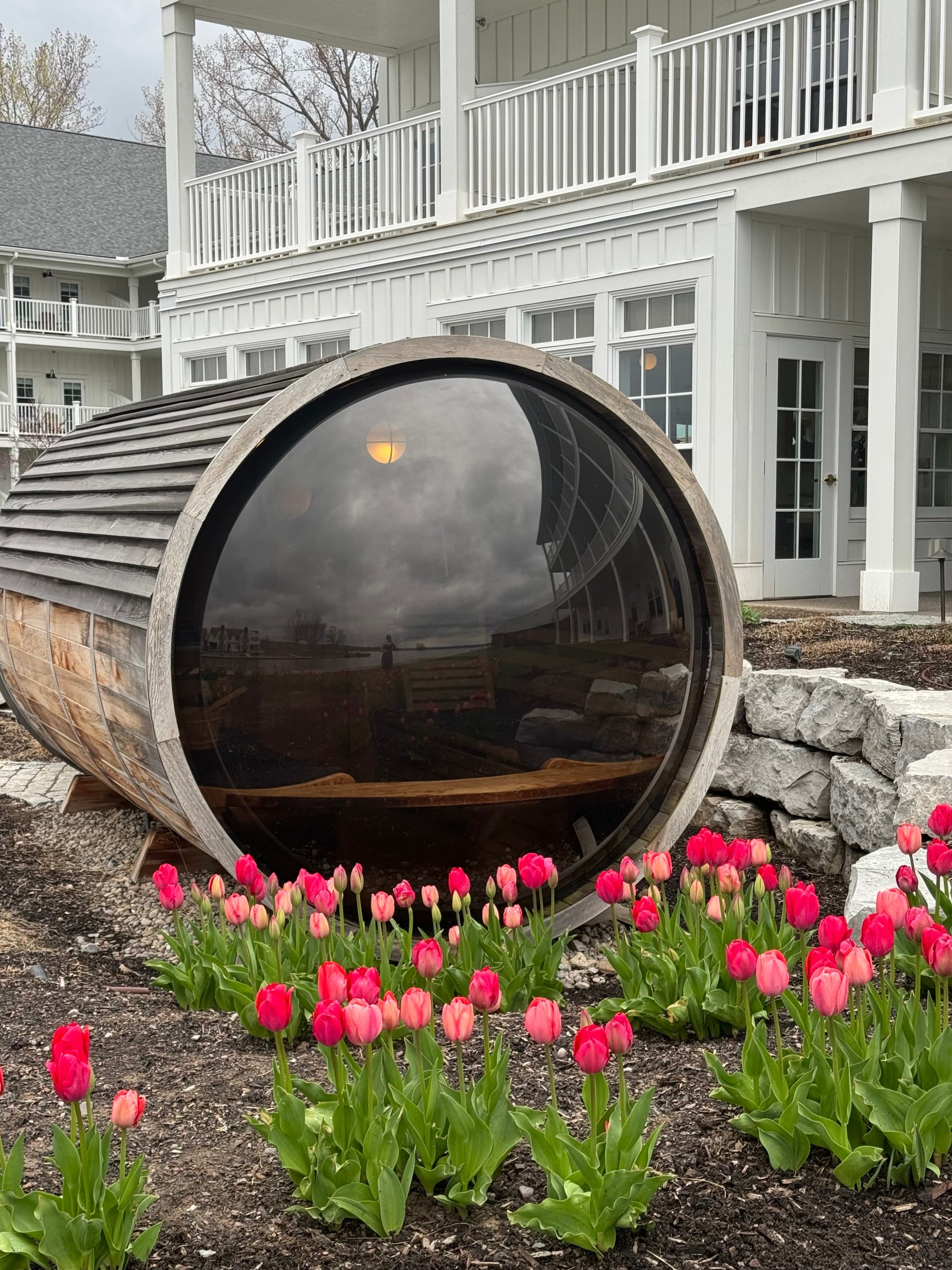 A barrel sauna outside the hotel in the garden - Noelle Rudloff
