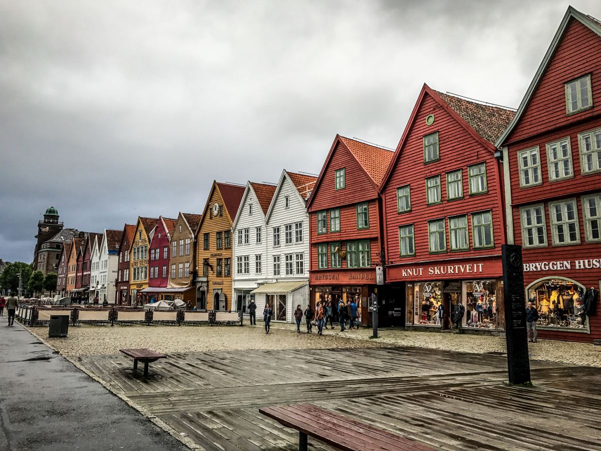 Row of red and orange houses