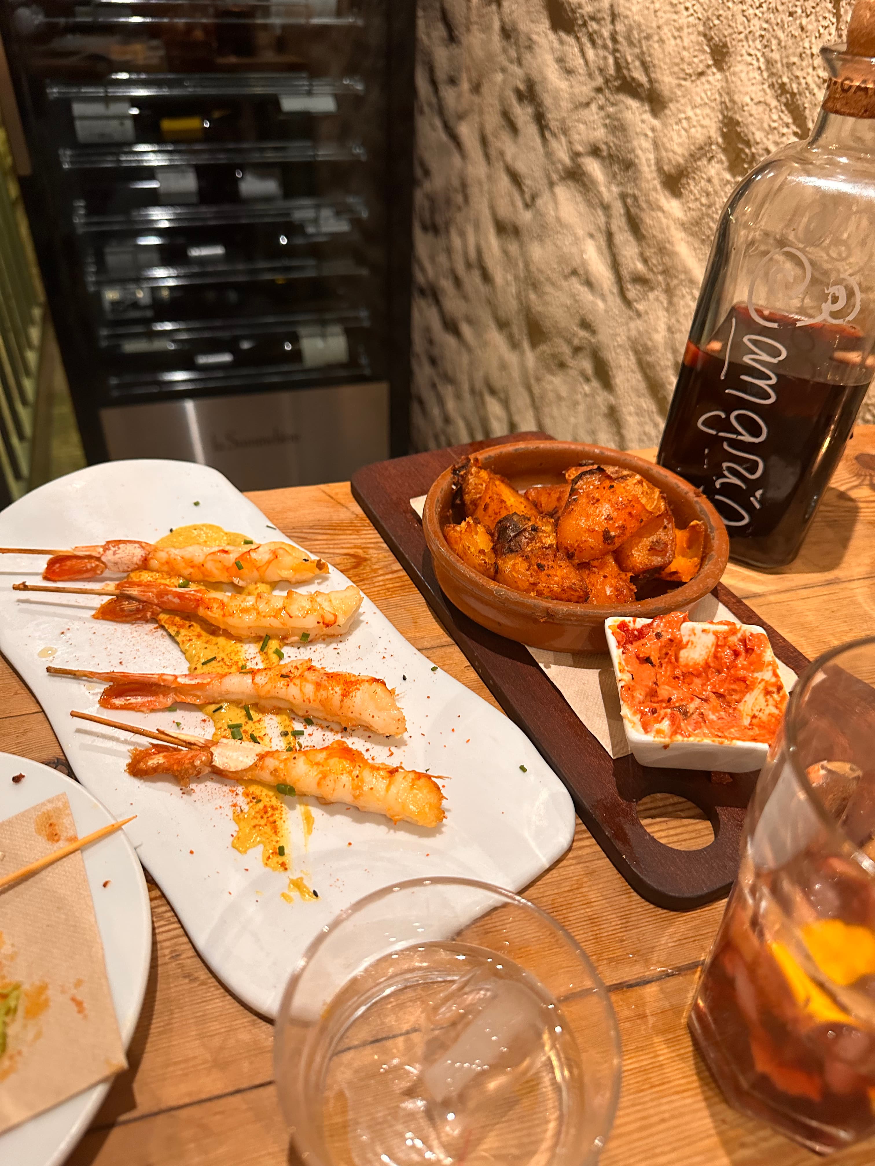 Having food at a restaurant