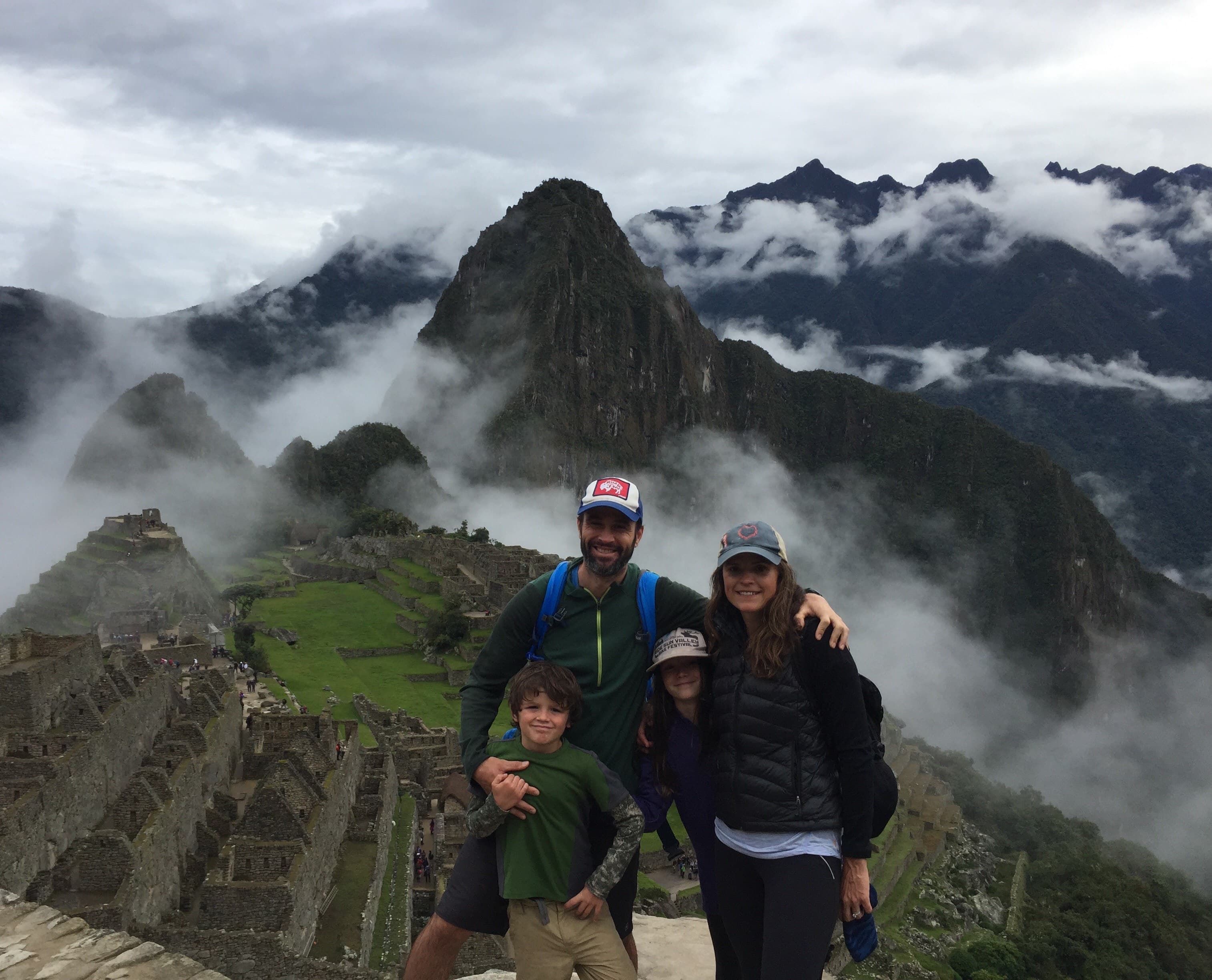 Posing for a family picture in Peru